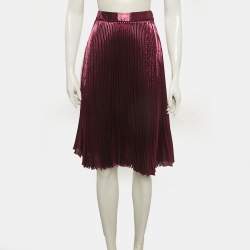 Pre Owned تنورة ميدي غوتشي بيليسي وردي معدني وردي مقاس صغير (سمول)