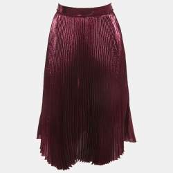 Pre Owned تنورة ميدي غوتشي بيليسي وردي معدني وردي مقاس صغير (سمول)