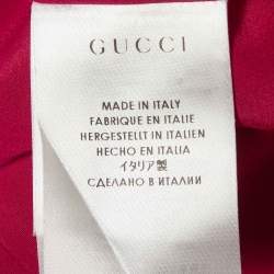 Pre Owned Gucci Pink Silk Leather Detail Sleeveless Top M