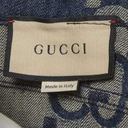 Pre Owned Gucci Blue GG Monogram Denim Straight Leg Jeans M/Waist 28"
