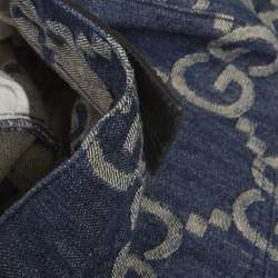 Pre Owned Gucci Blue GG Monogram Denim Straight Leg Jeans M/Waist 28"