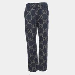 Pre Owned Gucci Blue GG Monogram Denim Straight Leg Jeans M/Waist 28"