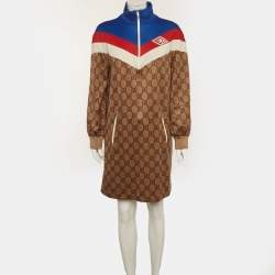 Pre Owned Gucci Brown GG Jersey Short Dress XL