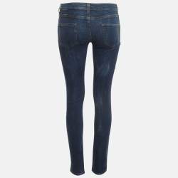 Pre Owned Gucci Blue Floral Embroidered Denim Skinny Jeans S/Waist 27"