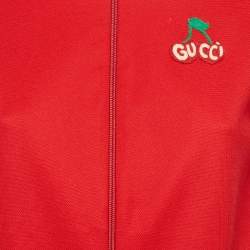 Pre Owned Gucci Red Jersey Zip-Up Jacket S