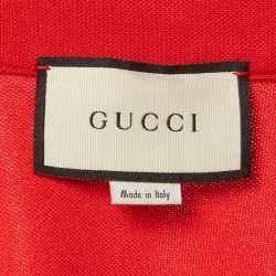 Pre Owned Gucci Red Jersey Zip-Up Jacket S