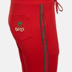 Pre Owned Gucci Red Jersey Track Pants S