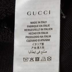 Pre Owned سويت شيرت قطن قديم بتصميم شعار مزين بالترتر أسود جوتشي مقاس صغير (إكس سمول)