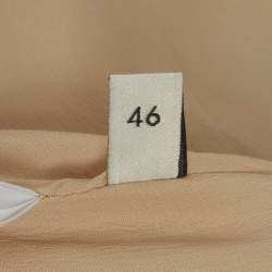 Pre Owned تنورة غوتشي صوف مقلمة كريمي/أحمر بتفاصيل حدوة حصان ميدي مقاس كبير