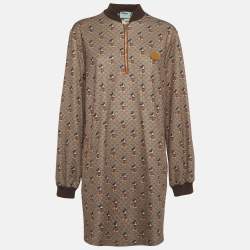 Pre Owned Gucci x Disney Brown GG Mickey Mouse Print Jersey Mini Dress XL