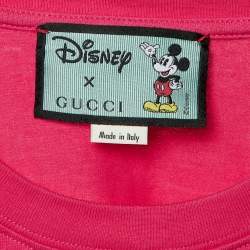 مملوكة مسبقًا تي شيرت غوتشي ديزني وردي ميكي ماوس شعار قطن صغير