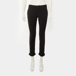 مملوكة مسبقًا Gucci Black Stretch Knit Ruffle Hem Pants S