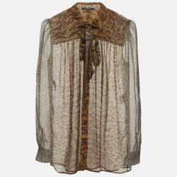 مملوكة مسبقًا Gucci Multicolour Abstract Print Chiffon Neck Tie Blouse S