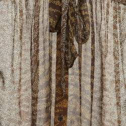 Pre Owned Gucci Multicolour Abstract Print Chiffon Neck Tie Blouse S