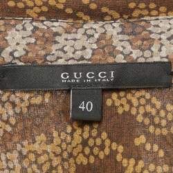 Pre Owned Gucci Multicolour Abstract Print Chiffon Neck Tie Blouse S