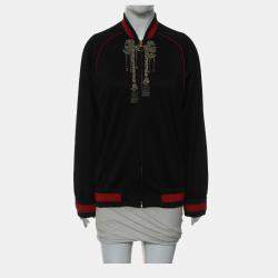 Pre Owned Gucci 2016 'Life Is Gucci' Embellished Bomber Jacket M