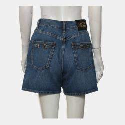 Pre Owned Gucci Denim Shorts with Horsebit Details