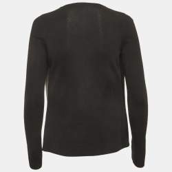 Pre Owned جاكيت مفتوح من الكشمير والجلد أسود من غوتشي بحجم صغير