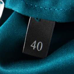 Gucci Peacock Blue Silk Satin Ribbon Tie Detail Long Sleeve Shirt S
