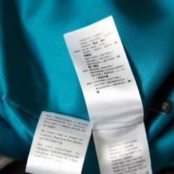 Gucci Peacock Blue Silk Satin Ribbon Tie Detail Long Sleeve Shirt S