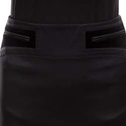 Pre Owned Gucci Black Silk Velvet Trim Pocket Pencil Skirt S