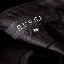 Pre Owned Gucci Black Silk Velvet Trim Pocket Pencil Skirt S
