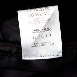 Pre Owned Gucci Black Silk Velvet Trim Pocket Pencil Skirt S