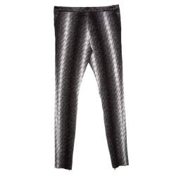 Pre Owned Gucci Metallic Argyle Patterned Lurex Knit Skinny Pants S
