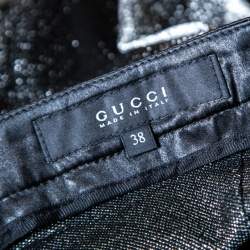 Pre Owned Gucci Metallic Argyle Patterned Lurex Knit Skinny Pants S