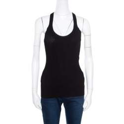Pre Owned Gucci Black Lurex Ribbed Knit Tank Top XS