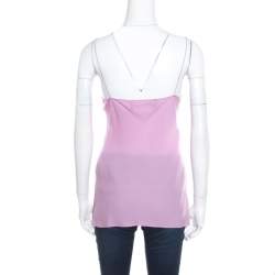 مملوكة مسبقًا توب غوتشي حرير بنفسجي فاتح مزخرف ترتر بحمالات رفيعة S