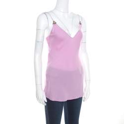 مملوكة مسبقًا توب غوتشي حرير بنفسجي فاتح مزخرف ترتر بحمالات رفيعة S