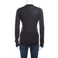 Pre Owned Gucci Black Cashmere Silk Knit V Neck Sweater S