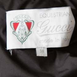 Pre Owned Gucci Equestrian Black Velvet Trim Detail Quilted Jacket S