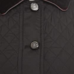 Pre Owned Gucci Equestrian Black Velvet Trim Detail Quilted Jacket S