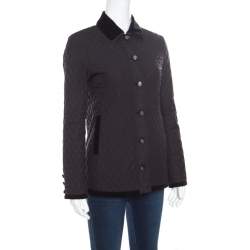 Pre Owned Gucci Equestrian Black Velvet Trim Detail Quilted Jacket S