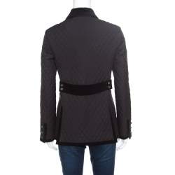 Pre Owned Gucci Equestrian Black Velvet Trim Detail Quilted Jacket S