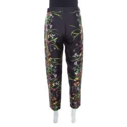 Gucci Black Floral Printed Silk Tapered Pants S
