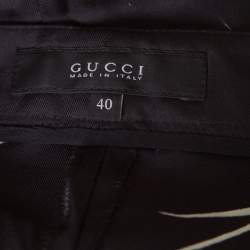 Gucci Black Floral Printed Silk Tapered Pants S