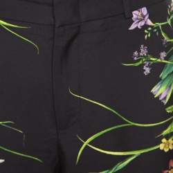 Gucci Black Floral Printed Silk Tapered Pants S