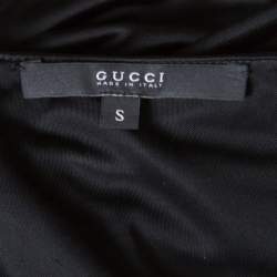 مملوكة مسبقًا توب غوتشي جيرسيه ديرابيه أسود بإبزيم مزين بلا أكمام S