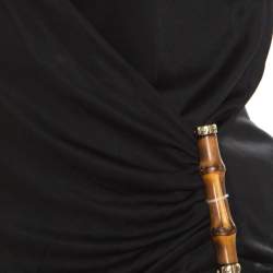 مملوكة مسبقًا توب غوتشي جيرسيه ديرابيه أسود بإبزيم مزين بلا أكمام S