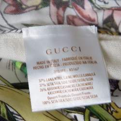 Gucci Off White Floral Printed Silk Paneled Knit Sleeveless Top M