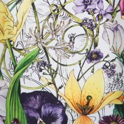 Gucci Off White Floral Printed Silk Paneled Knit Sleeveless Top M