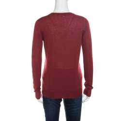 Pre Owned Gucci Red Cashmere V-Neck Sweater S