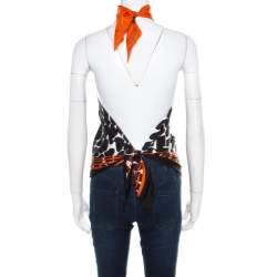 Pre Owned توب غوتشي حمالة رقبة بلا  ظهر حرير طباعة حيوان متعدد الألوان (مقاس واحد)