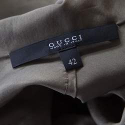 Gucci Olive Green Silk Clinched Waist Tapered Jumpsuit M