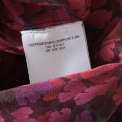 Pre Owned Gucci Red and Purple Floral Printed Silk Neck Bow Detail Long Sleeve Blouse M