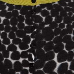 Pre Owned Gucci Black and White Cashmere Printed Cropped Cardigan XS
