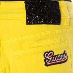 مملوكة مسبقًا Gucci Yellow Denim Cropped Jeans M